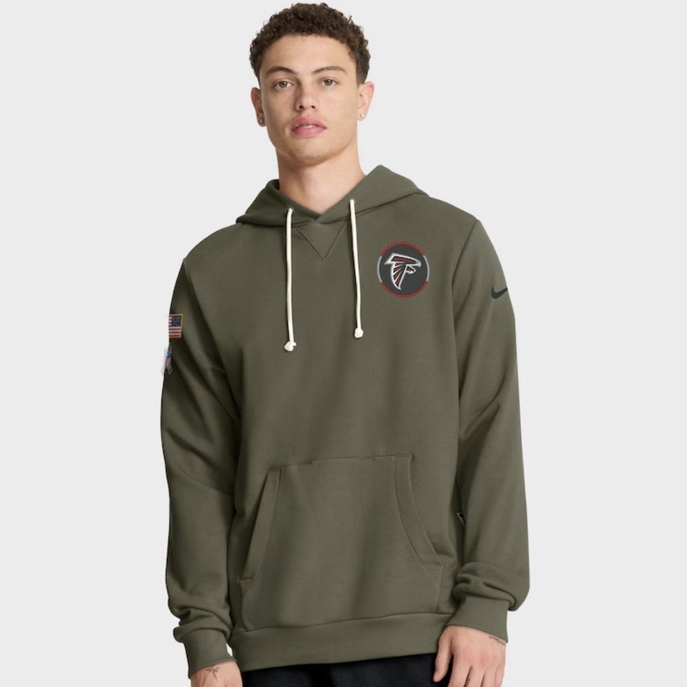 Nike Atlanta Falcons Salute to Service Olive Pullover Hoodie Men's Small New